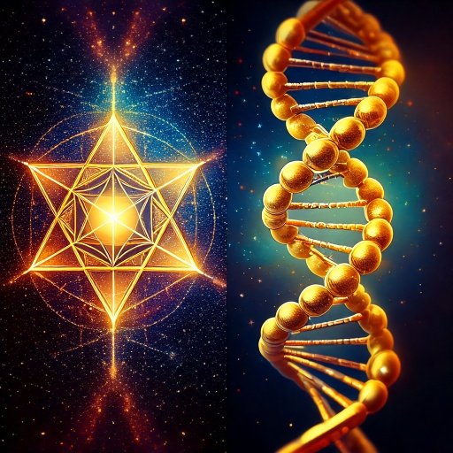 Ilustração da Estrela de Luz com a dupla hélice de DNA espiritual - Ativação Multidimensional